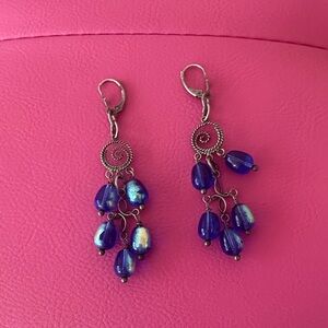 Chic Blue Beaded Dangle Earrings
